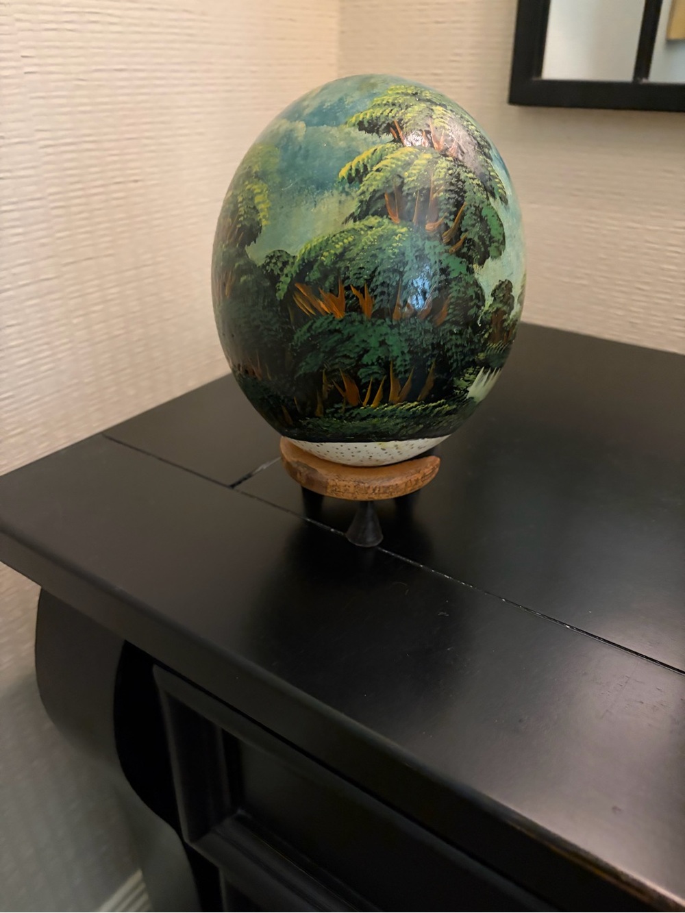Hand-Painted Decorative Ostrich Egg Sculpture-Tanzania 2003
